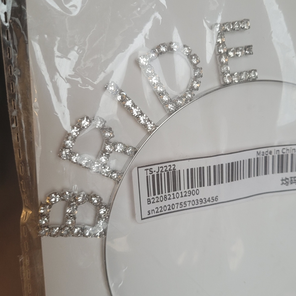Rhinestone 'BRIDE' Hair Headband - Silver